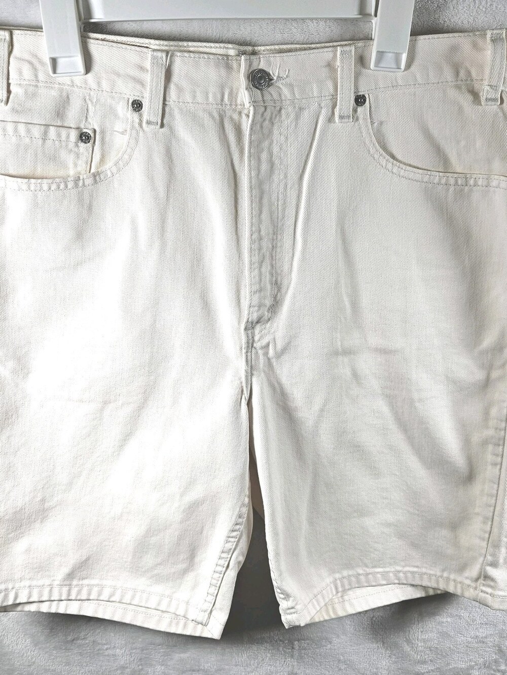 Vintage Levis 505 Regular Fit Denim Shorts Mens White 38 *Fit 34 Made in USA Y2K